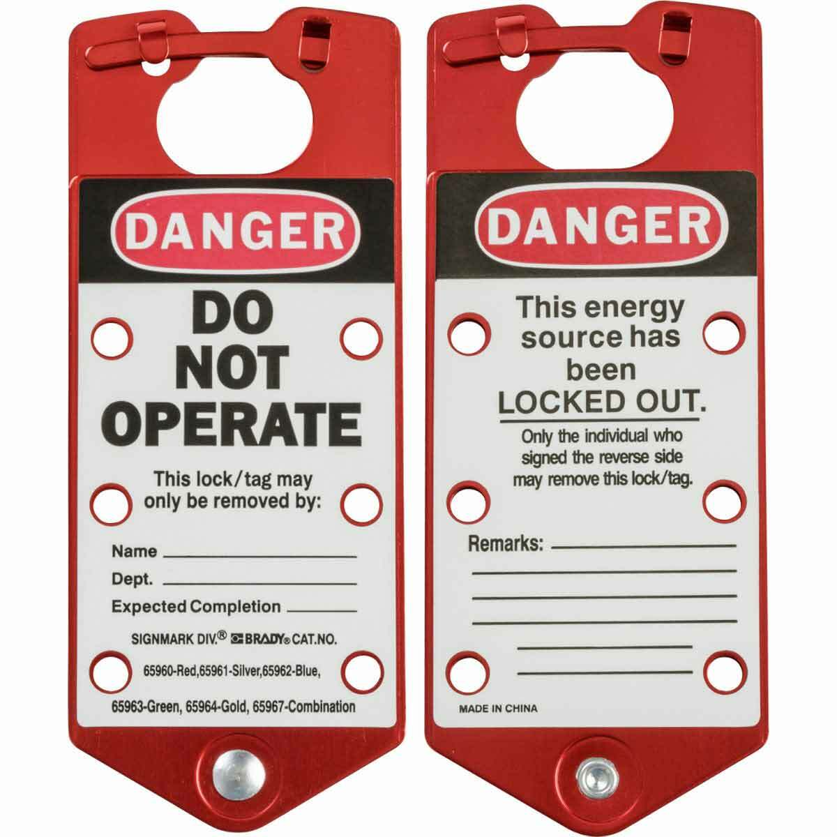 Brady 22075-R Labeled Lockout Hasp, Red, 3, 5 per Pack