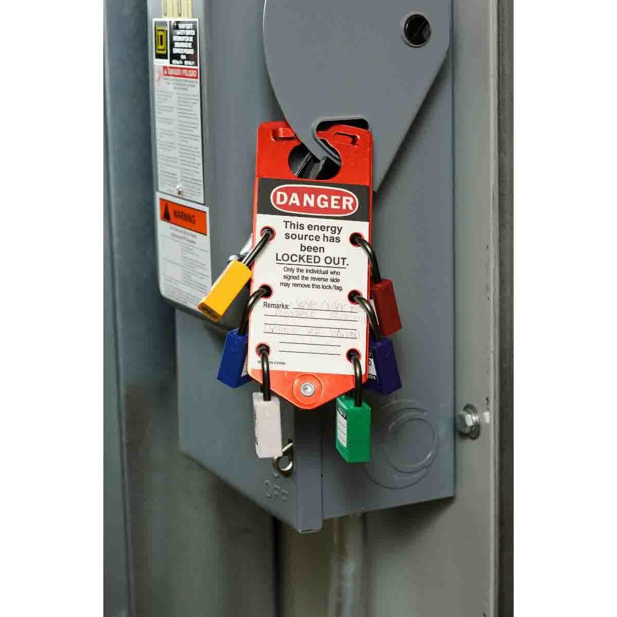 Brady 22075-R Labeled Lockout Hasp, Red, 3, 5 per Pack