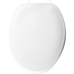 Bemis 170000 Plastic Toilet Seat with Cover, Elongated Closed Front, Top-Tite Hinge, White