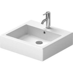 Duravit 04525000301 Lavatory Sink Vero Above Counter with Overflow & WonderGliss 19-5/8 x 18-1/2 Inch 7-7/8 Inch Spread Rectangle White