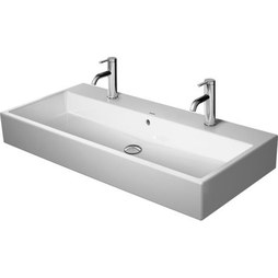 Duravit 2350100024 Lavatory Sink Vero Air Wall Mount with Overflow 39-3/8 x 18-1/2 Inch 18-1/4 Inch Spread Rectangle White 2 Hole