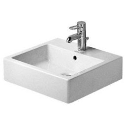 Duravit 04545000001 Lavatory Sink Vero Wall Mount with Overflow & WonderGliss Surface Treatment 18-1/2 x 19-5/8 Inch Rectangle White 1 Hole