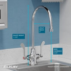 Elkay LK500GN08T4 Commercial Faucet 1 Hole Deck Mount 8 Inch Gooseneck