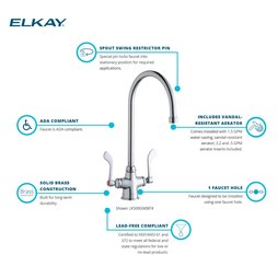 Elkay LK500GN08T4 Commercial Faucet 1 Hole Deck Mount 8 Inch Gooseneck