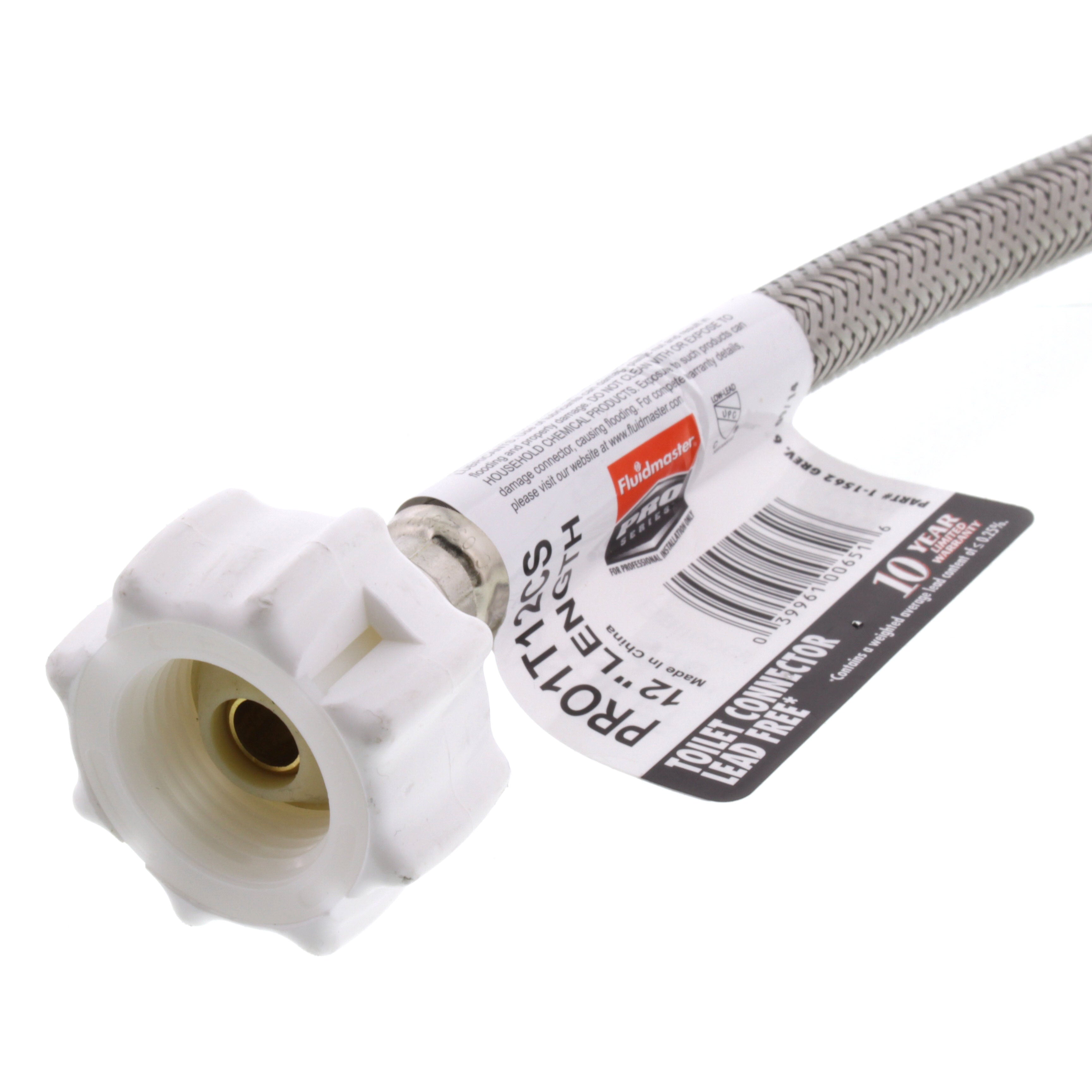 Fluidmaster PRO1T12CS Pro Series 3/8 x 7/8 x 12 in. Braided Stainless Toilet Flexible Water Connector