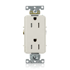 Leviton TDR15-T Receptacle, Tamper Resistant, Decora, 2-Pole 3-Wire, Nema 5-15R, 15A-125V