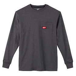 Milwaukee 602G-L Heavy Duty Pocket T-Shirt - Long Sleeve - Gray L