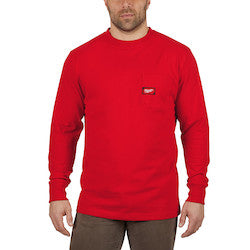 Milwaukee 602R-S Heavy Duty Pocket T-Shirt - Long Sleeve - Red S