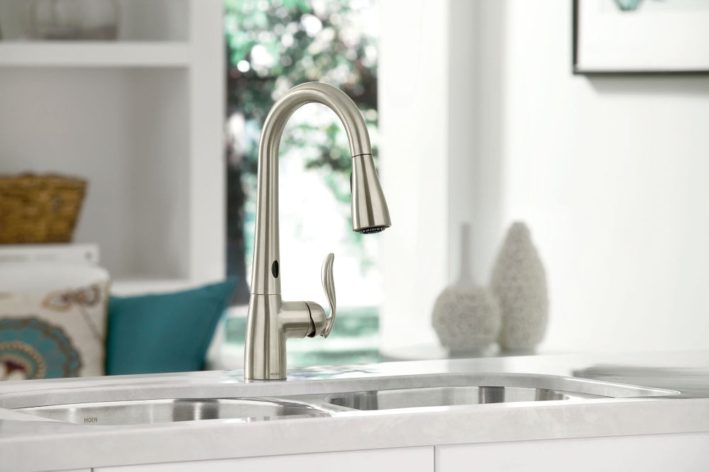 Moen 7594ESRS Arbor 1-Handle High Arc Pulldown Kitchen Faucet with MotionSense Spot Resist Stainless