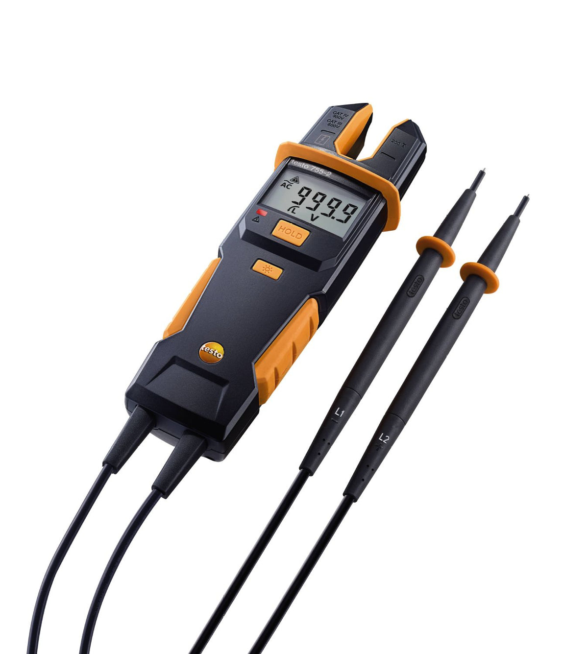 Testo 05907552 Current/Voltage Meter with 200 A AC, 1000 V AC/DC, Continuity & Phase Rotation Tester