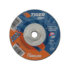 Weiler 58050 Tiger 58050 Fast Cut & Long Life Combo Wheel - Type 27, 4-1/2 in Dia, 1/8 in Thick, 30 Grit