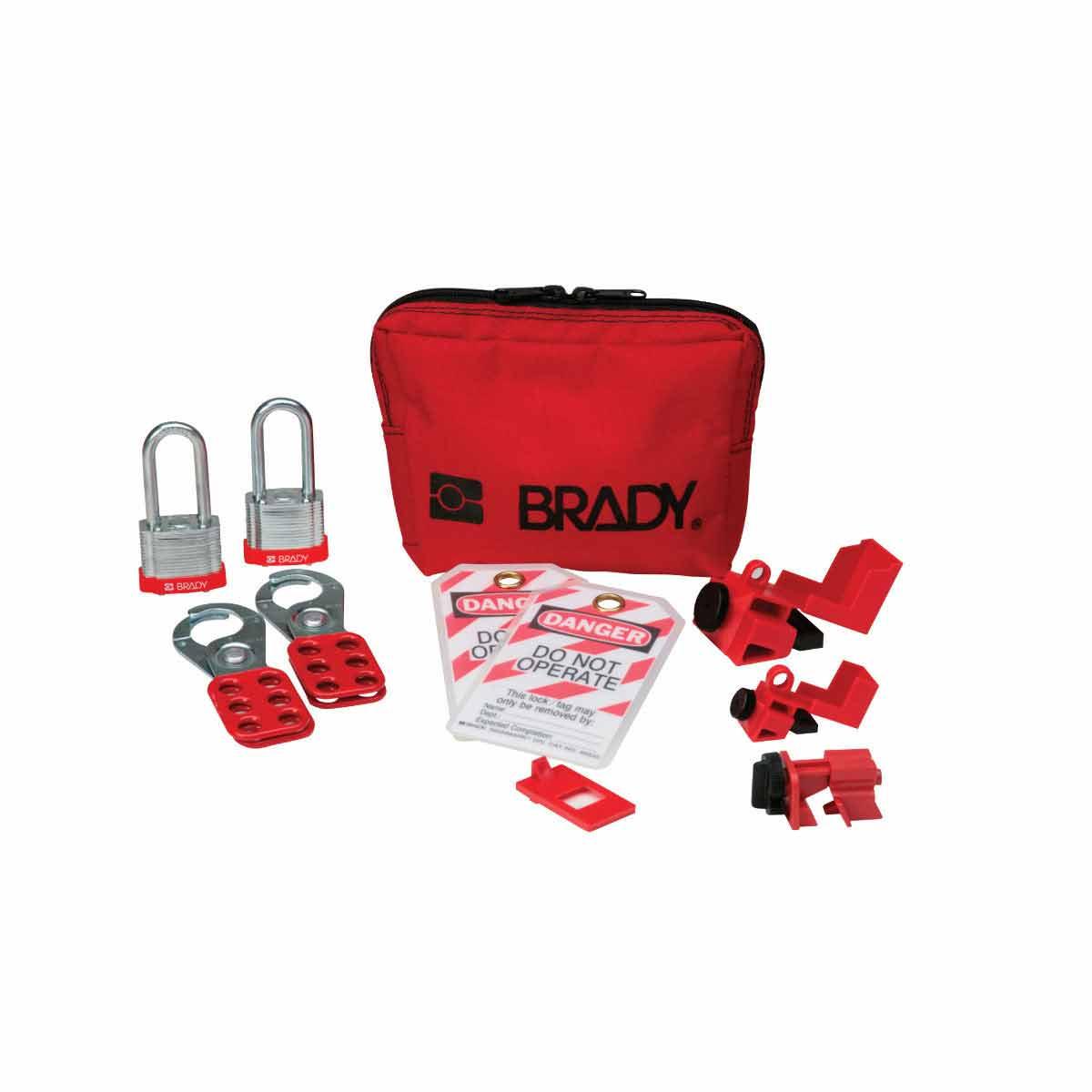 Brady 105968 Personal Portable Breaker Pouch Lockout Kit, Filled, 11 Pieces