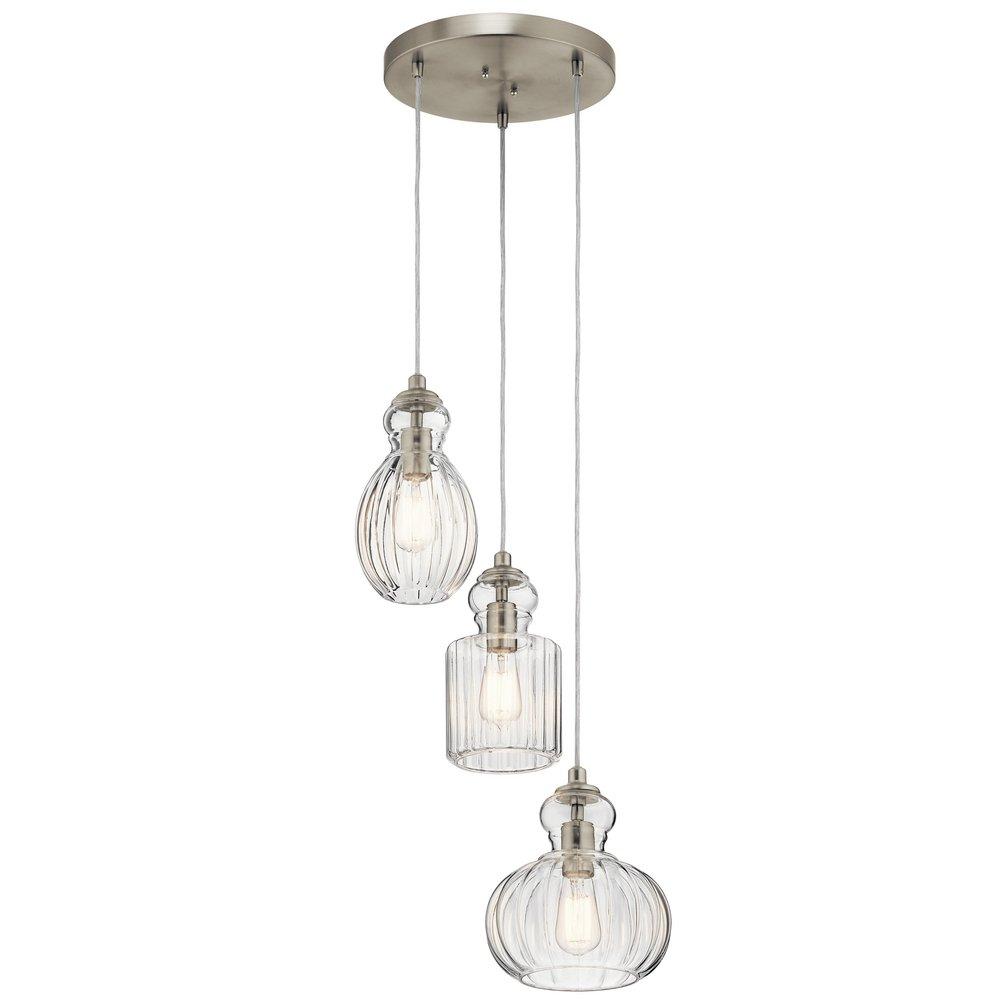 Kichler Lighting 43952NI Riviera 75W 3-Light Medium E-26 Incandescent Pendant