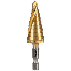 Klein Tools 25963 Step Drill Bit, 1/4 - 3/4 Double-Fluted 9-Steps VACO