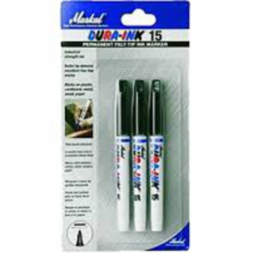 La-Co 96098 Dura-ink 15 Permanent Liquid Paint Marker, Black, Carded, 3/Pack