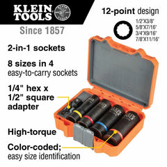 Klein Tools 66040 2-in-1 Impact Socket Set 12-Point 5-Piece