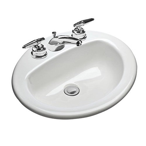 Mansfield Plumbing 237-4 WH Mansfield MS Oval 20-1/2 inch x 17 inch Self-Rimming Oval Lavatory Sink Only, 4 inch Centerset, White