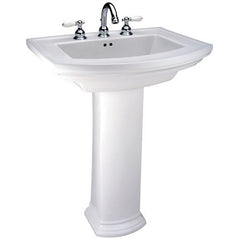 Mansfield Plumbing 328-8 WH Mansfield Barrett 24-3/8 Inch X 19-1/8 Inch Rectangular Pedestal Sink Basin Only 8 Inch Centerset