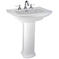 Mansfield Plumbing 328-8 WH Mansfield Barrett 24-3/8 Inch X 19-1/8 Inch Rectangular Pedestal Sink Basin Only 8 Inch Centerset