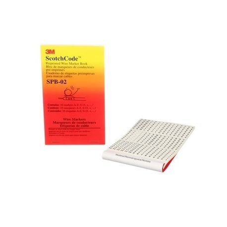 ScotchCode SPB-02 3M Scotchcode SPB Pre-Printed Wire Marker Book 1.37 in L x 0.22 in W A - Z, 0 - 15 +, - / Legend