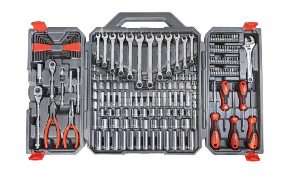 Apex Tool Group CTK180 Crescent Tools 180 Piece 1/4 and 3/8 Drive 6 Point SAE/Metric Professional Tool Set