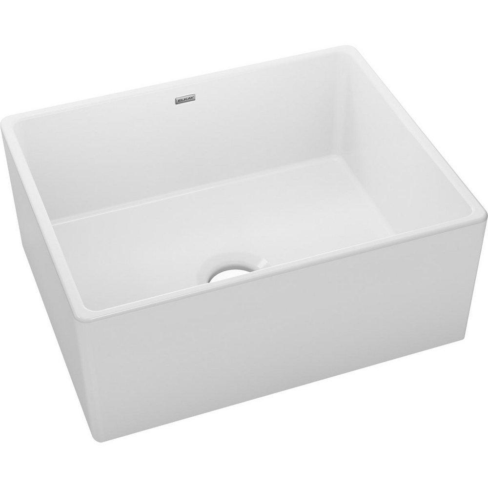 Elkay SWUF2520WH Fireclay 24-3/8 x 19-5/8 Farmhouse Kitchen Sink