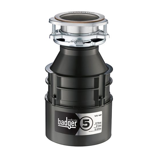 InSinkErator 79008-ISE Badger 5 Continuous Feed Garbage Disposal Without Cord, 1-1/2 in Drain, 1/2 hp