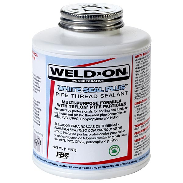 IPS Corporation 87730 Weld-On White Seal Plus Multi-Purpose Metal Pipe Sealant With Brush in Cap Applicator 0.5 pt Can