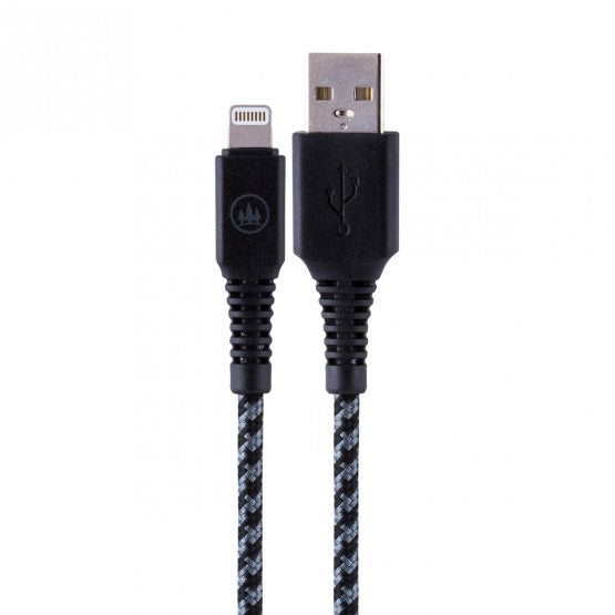 Jasco 37597 Lightning Charging Cable, 4 ft L Cable, Durable Mesh, Black/Grey