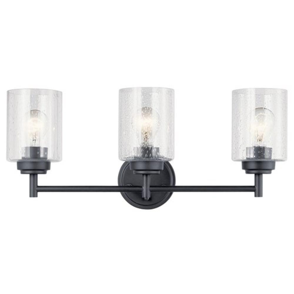 Kichler 45886BK Winslow 75W 3-Light Medium E-26 Incandescent Vanity Fixture in Black