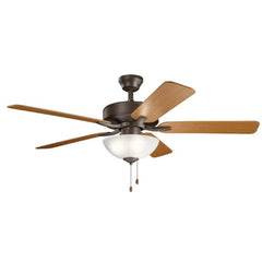 Kichler 330017SNB Basics Pro Select 52W 3-Light LED 5-Blade Ceiling Fan in Satin Natural Bronze