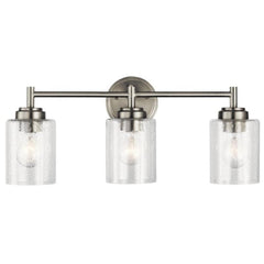 Kichler 45886NI Winslow 3-Arm Transitional Bath Light 225W 3-Light Vanity Fixture with Clear Seeded Glass