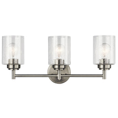 Kichler 45886NI Winslow 3-Arm Transitional Bath Light 225W 3-Light Vanity Fixture with Clear Seeded Glass