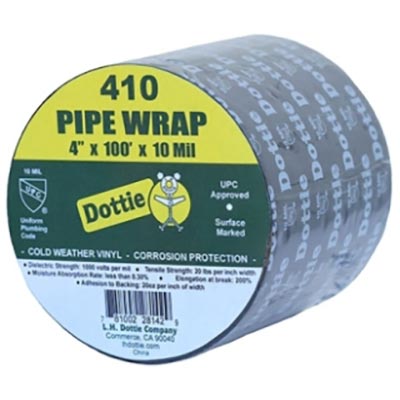 LH Dottie 410P Pipe Adhesive Wrap, 100 ft L x 4 in W x 10 mil THK