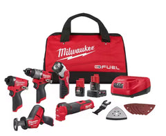 Milwaukee 3497-25 M12 FUEL 12-Volt Lithium-Ion Brushless Cordless Combo Kit (5-Tool) w/2 Batteries and Bag