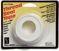 Mill-Rose 70196 PTFE Teflon Thread Seal Tape, 3/4 x 520 in Roll, White