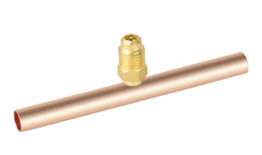 NAVAC F1011 Slip Fit Copper Braze Tee, 1/4 in Nominal, ODS x ODF End Style, Copper/Brass