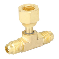 NAVAC F1025 Tee Connector, 1/4 x 1/4 in Nominal, SAE Female Swivel Flare End Style, Brass