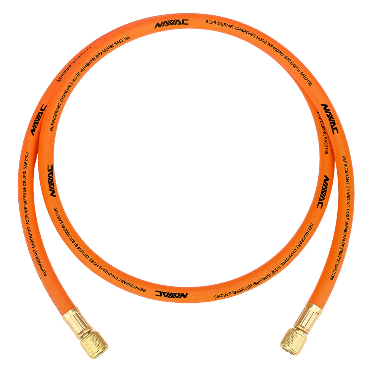 NAVAC NHR38AA Big Boy 3/8 Diameter Refrigerant Recovery Hose 1/4 to 1/4 Fittings - 6ft Orange