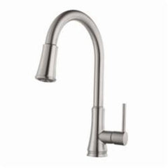 Pfister G529-PF1S Pfirst Series Professional Grade Pull-Down Kitchen Faucet, 1.8 gpm, 1 or 3 Faucet Holes, Deckplate Included