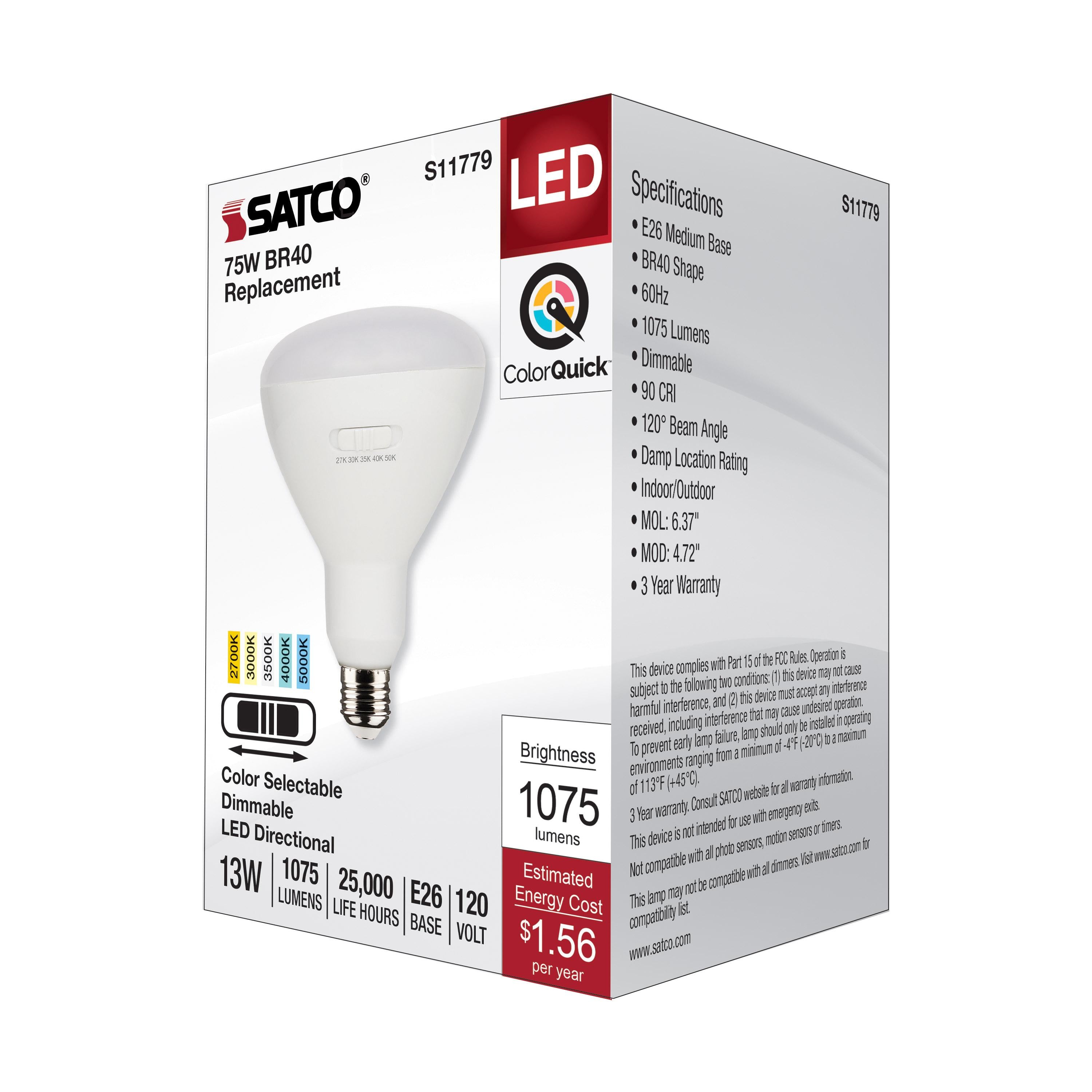 SATCO S11779 Dimmable Lamp 13 W 75 W Incandescent Equivalent