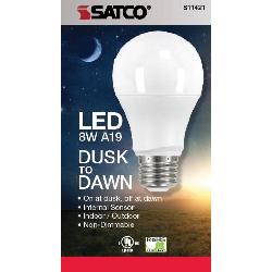 SATCO S11421 8 Watt A19 LED Dusk To Dawn 2700K Replacement MPN