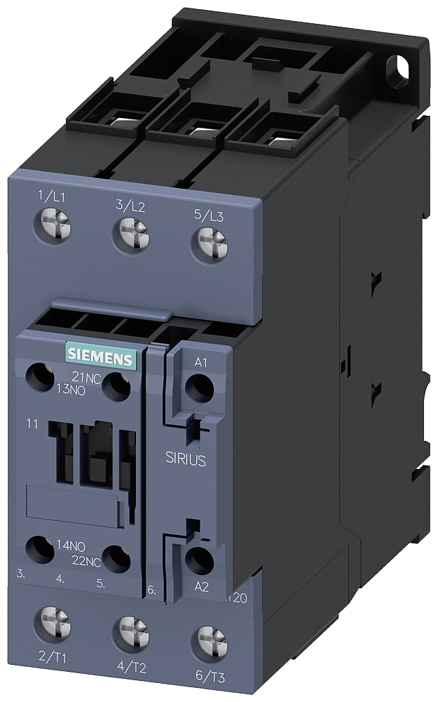 Siemens 3RT20351AV60 SIRIUS 3-Phase Standard Power Contactor 480 VAC Coil 40 A 3NO Contact