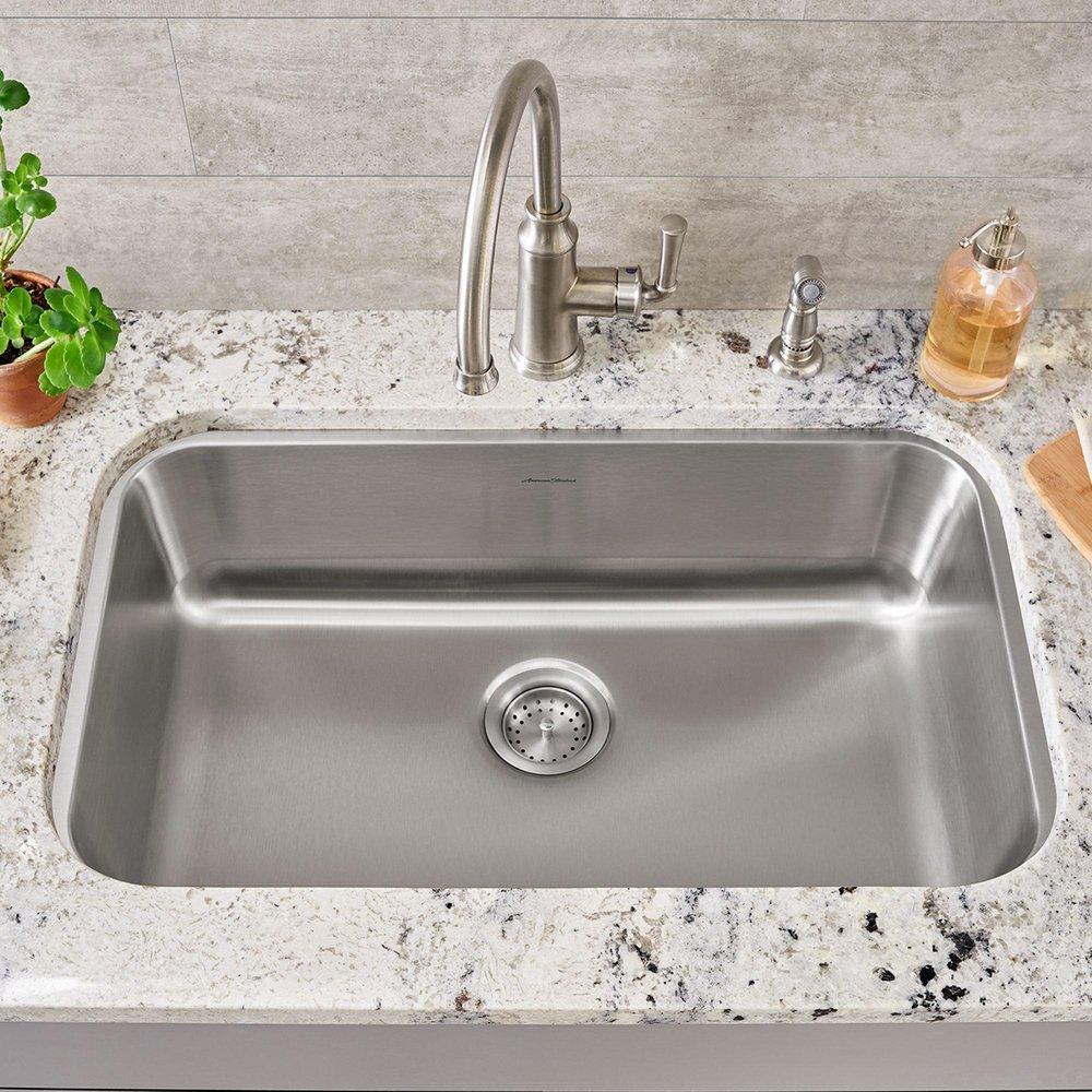 American Standard 18SB.9301800S.075 Portsmouth 30 x 18 No Hole Stainless Steel Single Bowl Undermount Kitchen Sink