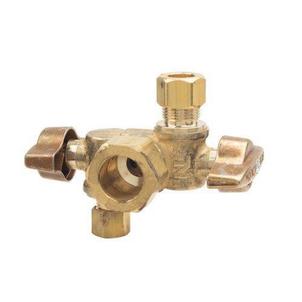 BrassCraft KTCR1900DVXR KTCR1900DV Series 1/2 x 3/8 x 1/4 in. Compression x OD Compression x OD Compression Ball Handle Angle Supply Stop Valve