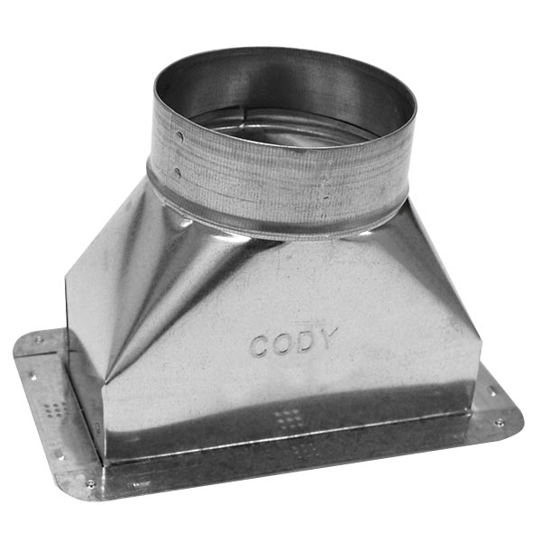 Cody Company 6018149 8 in x 14 in x 9 in Register Boot Box With Flange, Galvanized, Steel