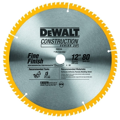 Dewalt DW3128 Toothed Circular Saw Blade - 12 in Blade Diameter - 80 Teeth