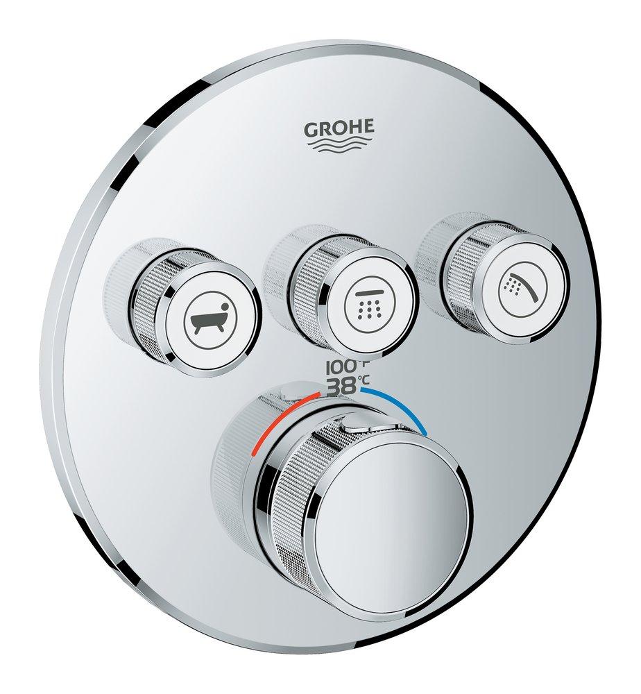 GROHE 29138000 Grohtherm Four Handle Thermostatic Valve Trim in Starlight Chrome