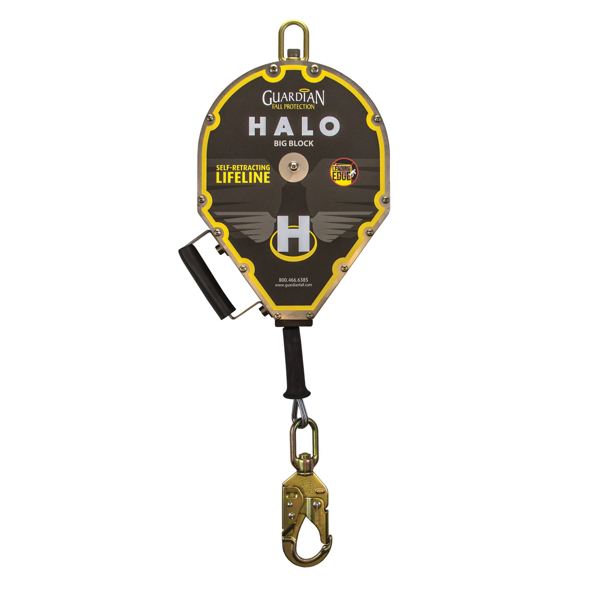 Guardian Fall Protection 10917 Halo Big Block Self-Retracting Lifeline With Snap Hook, Swivel Top and Carabiner, 130 to 420 lb