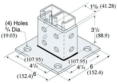 Haydon 735380 Post Base, 10 Channel, For Use With Double 1-5/8 in Strut, Electrogalvanized